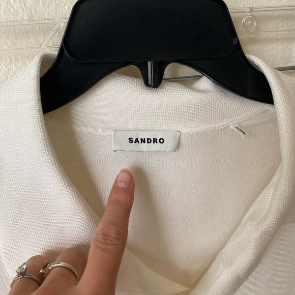 Sandro Men’s Short Sleeve Shirt in Cream Size M Button Down Knit Boxy Shirt - Picture 3 of 10